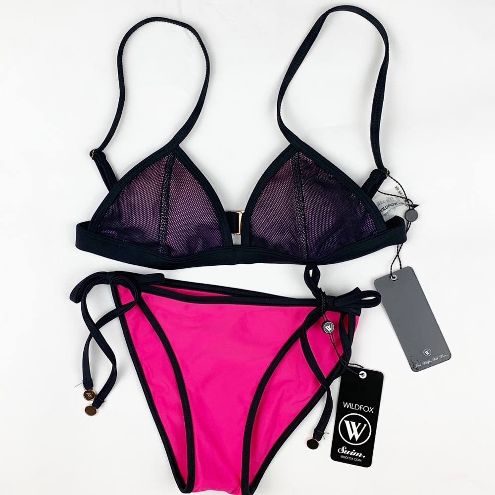 Wildfox Sporty neon mesh triangle bikini SET - Picture 2 of 13